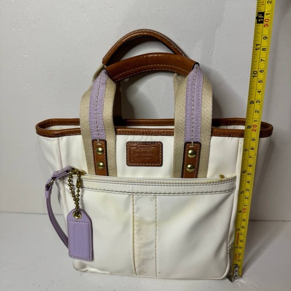 COACH MINI TOTE Brown Leather Accents - IVORY F10694 - Picture 6 of 13